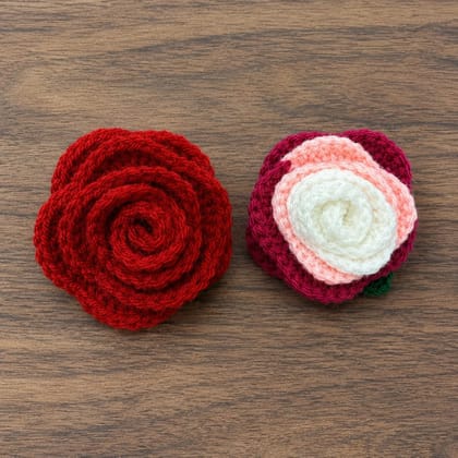 Rareity Aromatic Handmade Crochet Rose Flower Hair Clips for Women & Girls | Soft Yarn Floral Hair Accessories | Red & Multicolor Stylish Hair Clips | Elegant Handmade Design for Daily Wear, Party & Gifting
