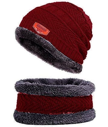 Infispace Red Woollen Men's Cap ( Pack of 1 )