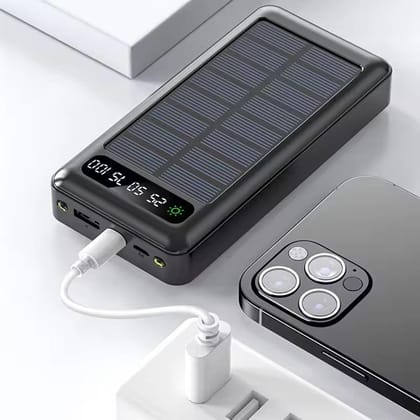 TexoVera Solar Power Bank 10000 mAh with 15W Solar Charging and Lithium Polymer Battery (Solar-4Wire-10K)