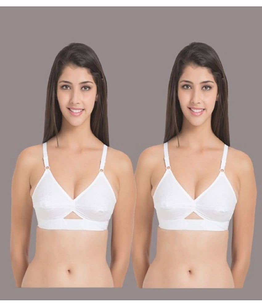 Desiprime Pack of 2 Cotton Non Padded Women's Everyday Bra ( White )