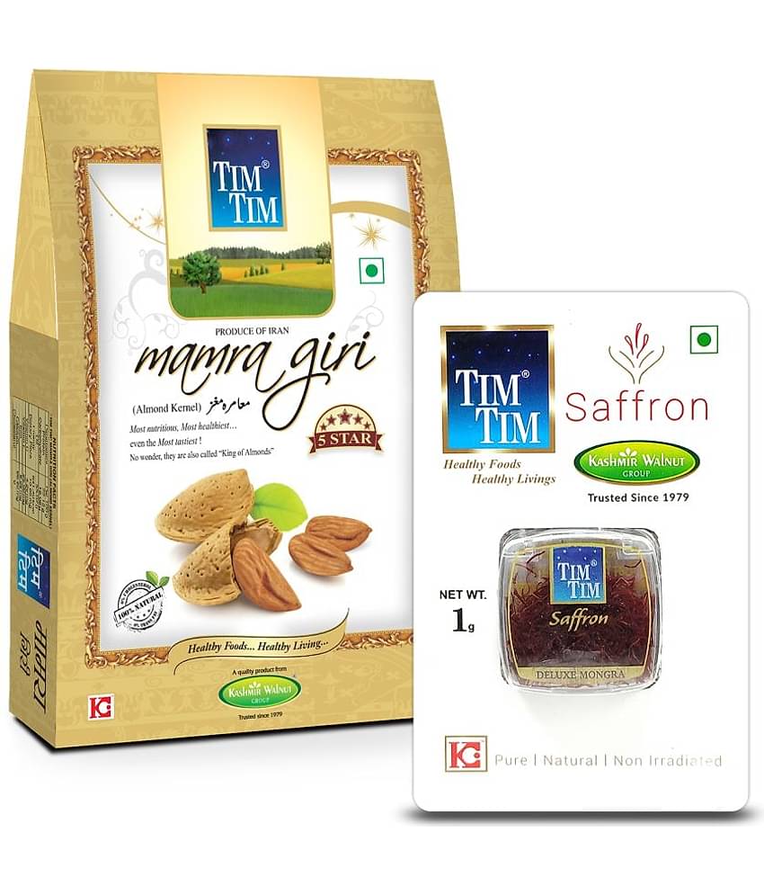 Tim Tim Mamra Almonds - 5 star (Badam) 250g & Tim Tim Saffron 1g