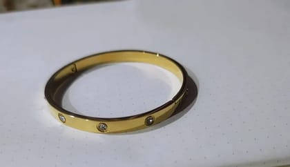 Fashion Gold Plated Stainless Steel Openable Crystal Bracelet | Cuff Bangle|||