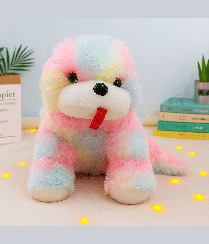 Kalra Magic Play & Gifting for Toy Soft Snuggly Super Plush Dog Baby Colorful Ages All Safe Rainbow Stuffed Cute Children Hug Quality Premium Plushie Puppy Furry Pastel Toddlers Babies Gift  Pack 1