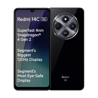 Redmi 14C 5G (Stargaze Black, 4GB RAM, 64GB Storage) | Superfast 4nm Snapdragon 4 Gen 2 | 120Hz 17.47cm (6.88) Display | 5160mAh Battery | 50MP Dual Camera | Premium Starlight Design