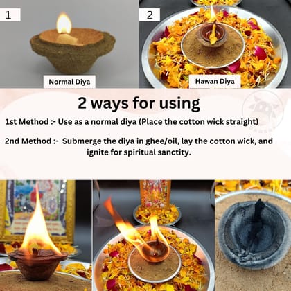 Gaukosh Panchagavya Cowdung Diya/Vilakku/Deepak | Made 5 Natural Elements Cow Dung Cow Urine Milk Curd and Ghee for Daily Puja Diwali Festival Gifts 40 Pcs