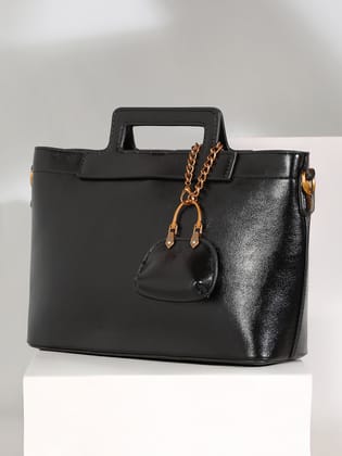 The Madame Hand Bag With Pouch - Onyx Black-Handbag