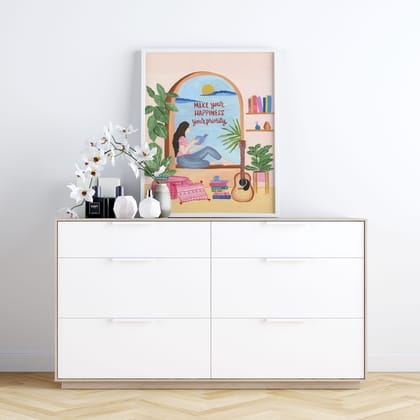 Make Your Happiness Your Priority Wall Art Frame-8 X 10 inches / White Frame