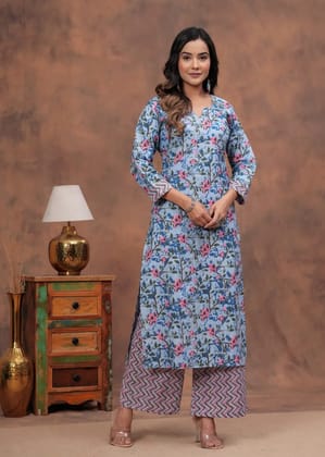 Stitched Cotton Sets Elegant Hand Block Printed Cotton Kurti Sets perfect for daily wear and festive occasions!Comfort fit | Soft breathable fabric |Pure Cotton 60*60.
