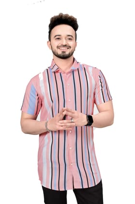 Vibrant Pink & Blue Check Half Sleeve Shirt by Glamastitch.-S