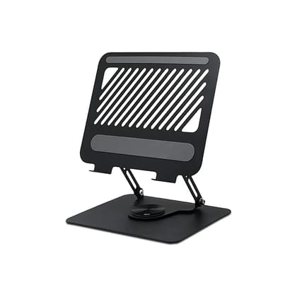 Geonix Trek T2 Foldable Laptop Stand with 360 Rotating Base |Max 10 Kg | Multi-Angle & Height Adjustable Design | Improves Air Flow | Carbon Steel Build with Non-Slip Pads | Support Upto 17" (Black)