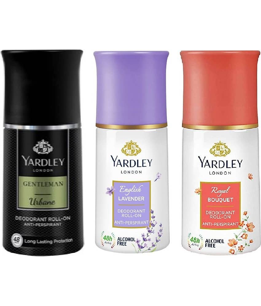Yardley London - URBAN ,ENGLISH LAENDER ,ROYAL BOUQUTE Deodorant Roll-ons for Men,Women 150 ml ( Pack of 3 )