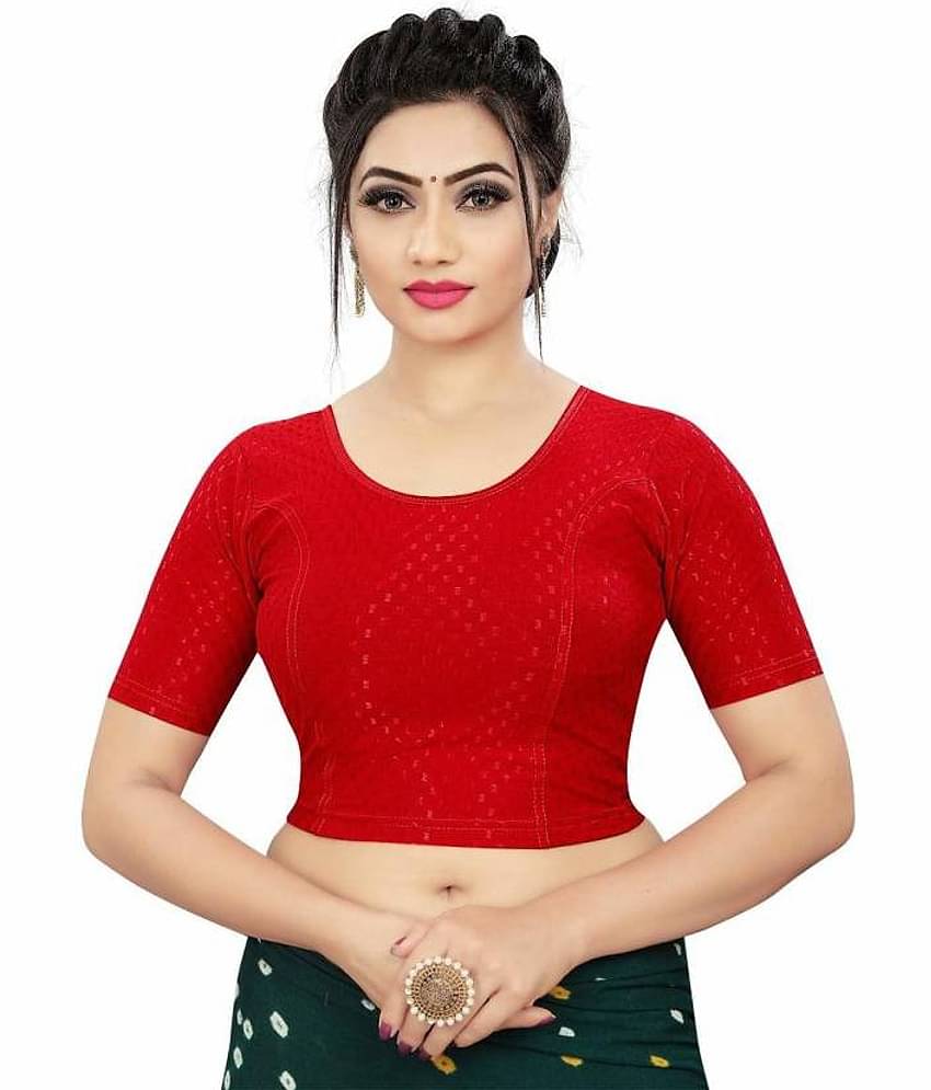 THE PRIVATE LABLE Red Readymade without Pad Lycra Women's Blouse ( Pack of 1 )