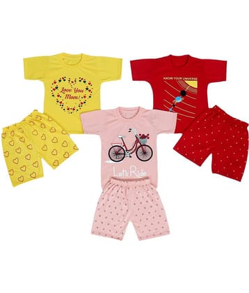 DIAMOND EXPORTER Pack of 3 Boys Satin T-Shirt & Shorts Set ( Multicolor )