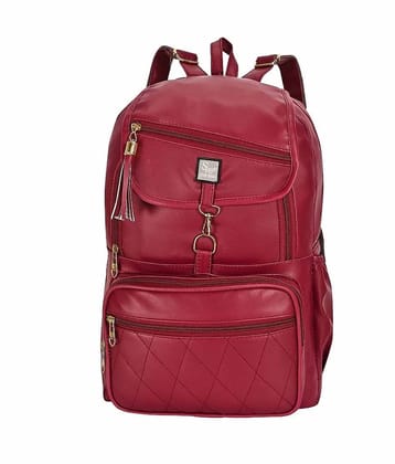 SVB BAG 30 Ltrs Faux Leather Backpack *For Women ( Red ) - Red
