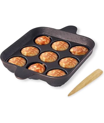 The Indus Valley Paniyaram Pan+Picker Cast Iron No Coating Appam Patra ( Pack of 1 )