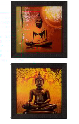 Set of 2 Meditating Buddha Satin Matt Texture UV Art Painting