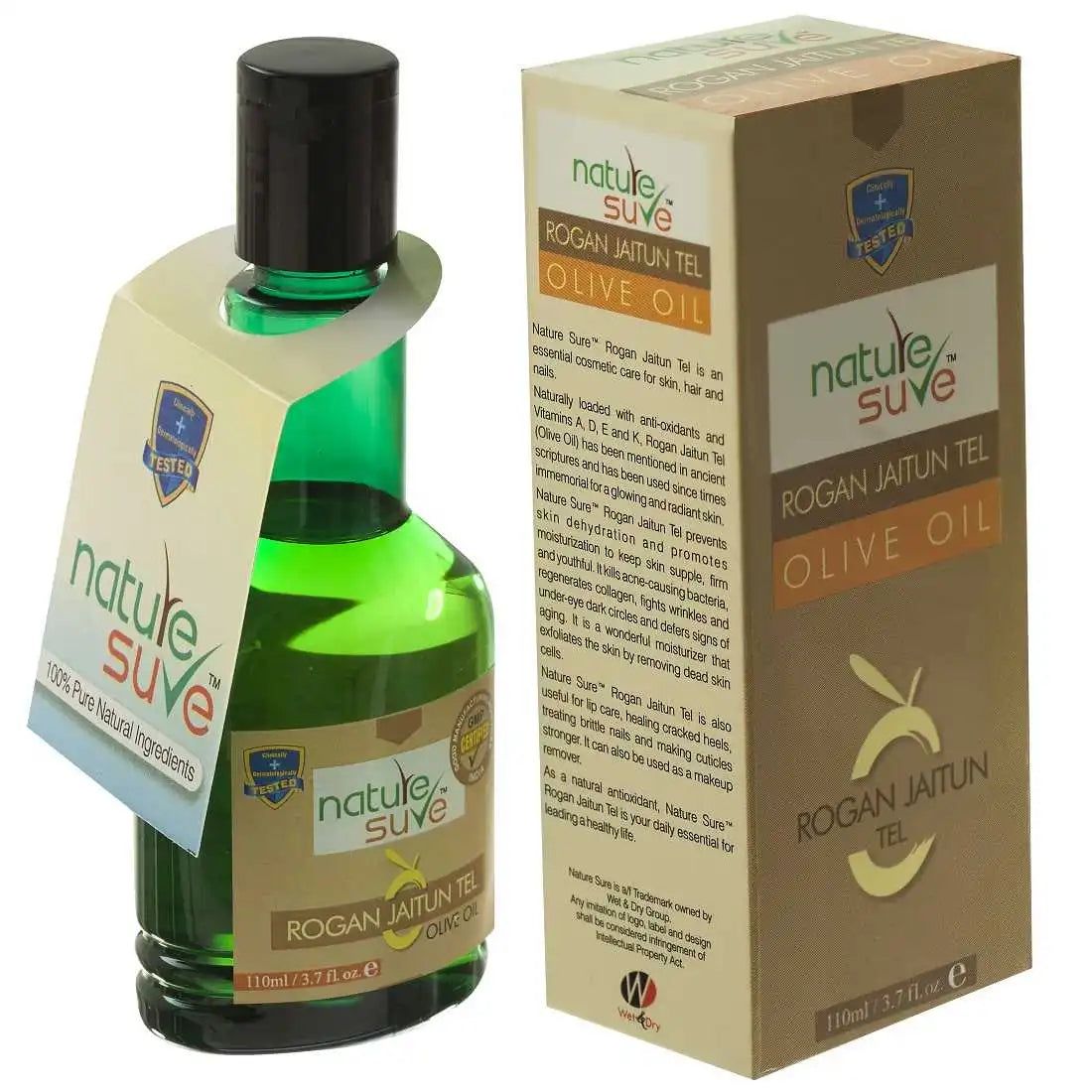Nature Sure Rogan Jaitun Tail Olive Oil for Skin, Hair and Nail Care in Men and Women - 110ml