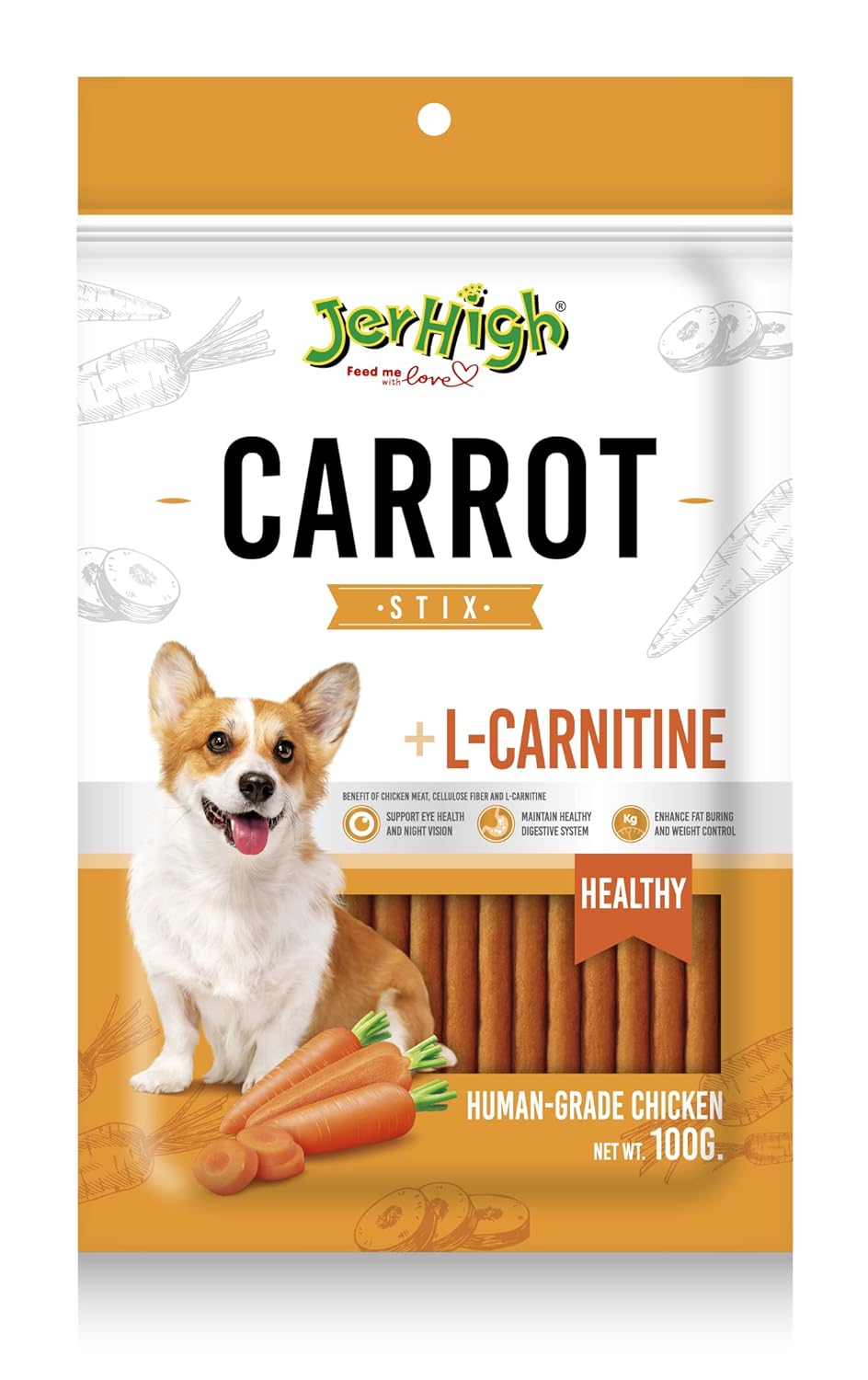 Jerhigh Carrot Stix (100gm) For all Life Stages Dog Treats