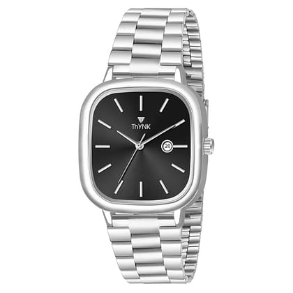Thynk Black Trendy Women's Analog Watch with Black Dial & Stainless Steel Strap | Elegant Square Case Wristwatch with Date Display Thynk Black Trendy Women's Analog Watch with Black Dial & Stainless Steel Strap | Elegant Square Case Wristwatch with Date Display