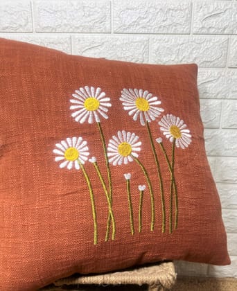 Indihomecraft Handicraft Cotton Cushion Cover - Hand Stitched Embroidery Decorative Boho Pillow Sun Flower Shape Hand Made Pillow Cover | Hand Stitch 18X18 Inches Cushion Cover, Set of 2 Indihomecraft Handicraft Cotton Cushion Cover - Hand Stitched Embroidery Decorative Boho Pillow Sun Flower Shape Hand Made Pillow Cover | Hand Stitch 18X18 Inches Cushion Cover, Set of 2