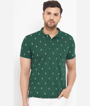 The Million Club Pack of 1 Cotton Regular Fit Printed Half Sleeves Men's Polo T Shirt ( Green )