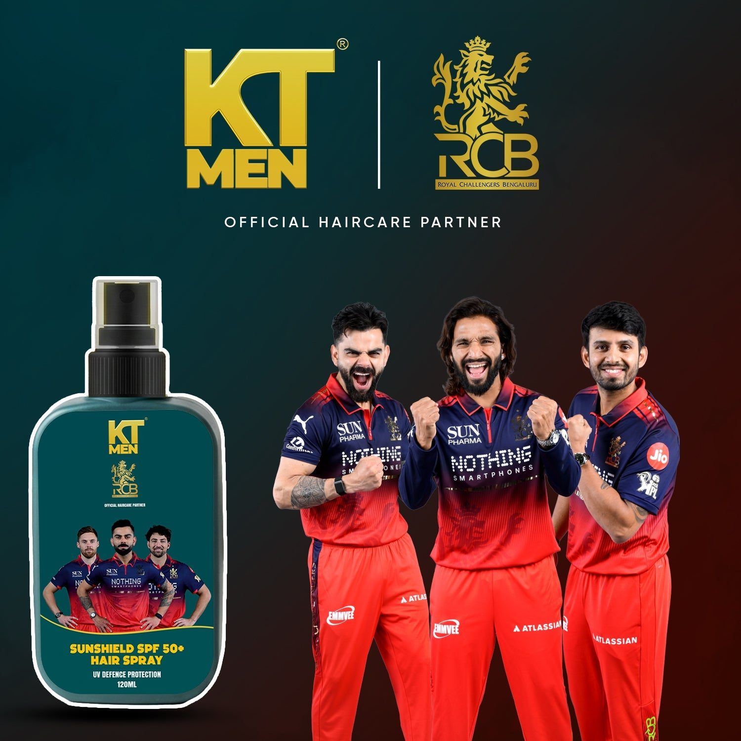 KT Men SunShield UV Protection Hair Spray - 120ml