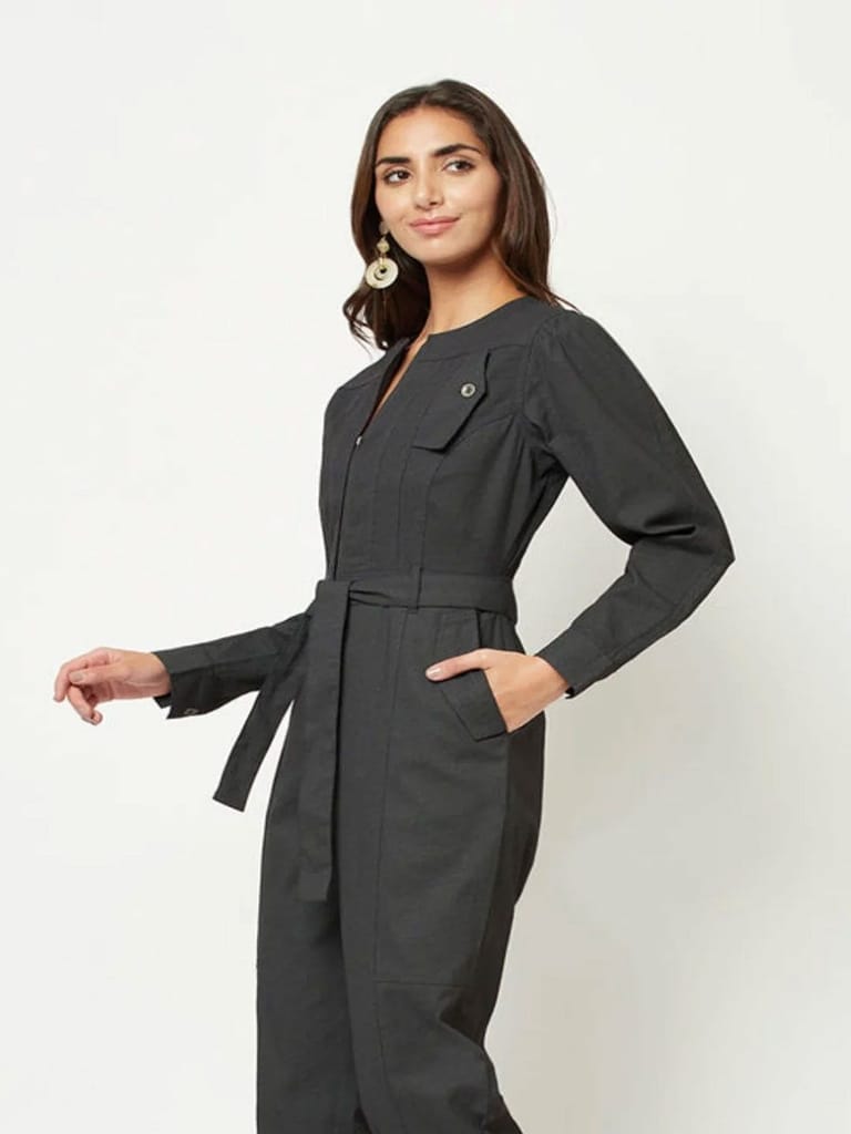 Black Txt Jumpsuit