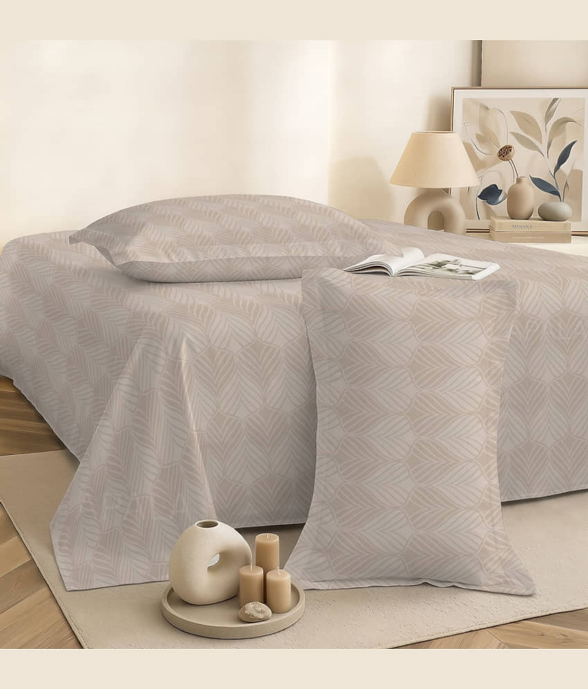 Apala Beige Microfiber 1 Double King Bedsheet with 2 Pillow Covers ( 254 cm x 228 cm )