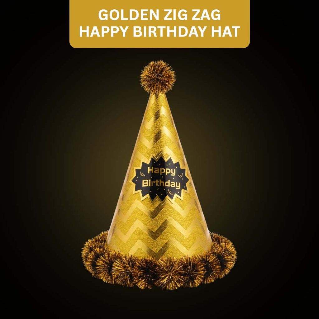 Assorted Colour Zig Zag Hat with Fringe w/Happy Birthday - Party and Festive Needs | Buy online on ZillyBuy