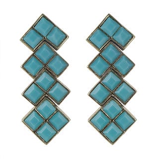 Sea Blue Aqua Cubic Dangler Earrings for Girls Brass Material Earrings for Women's Fashion Jewellery for Party