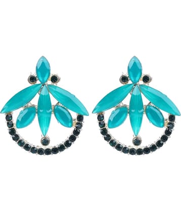 PUJVI - Green Hoops Earrings ( Pack of 1 )