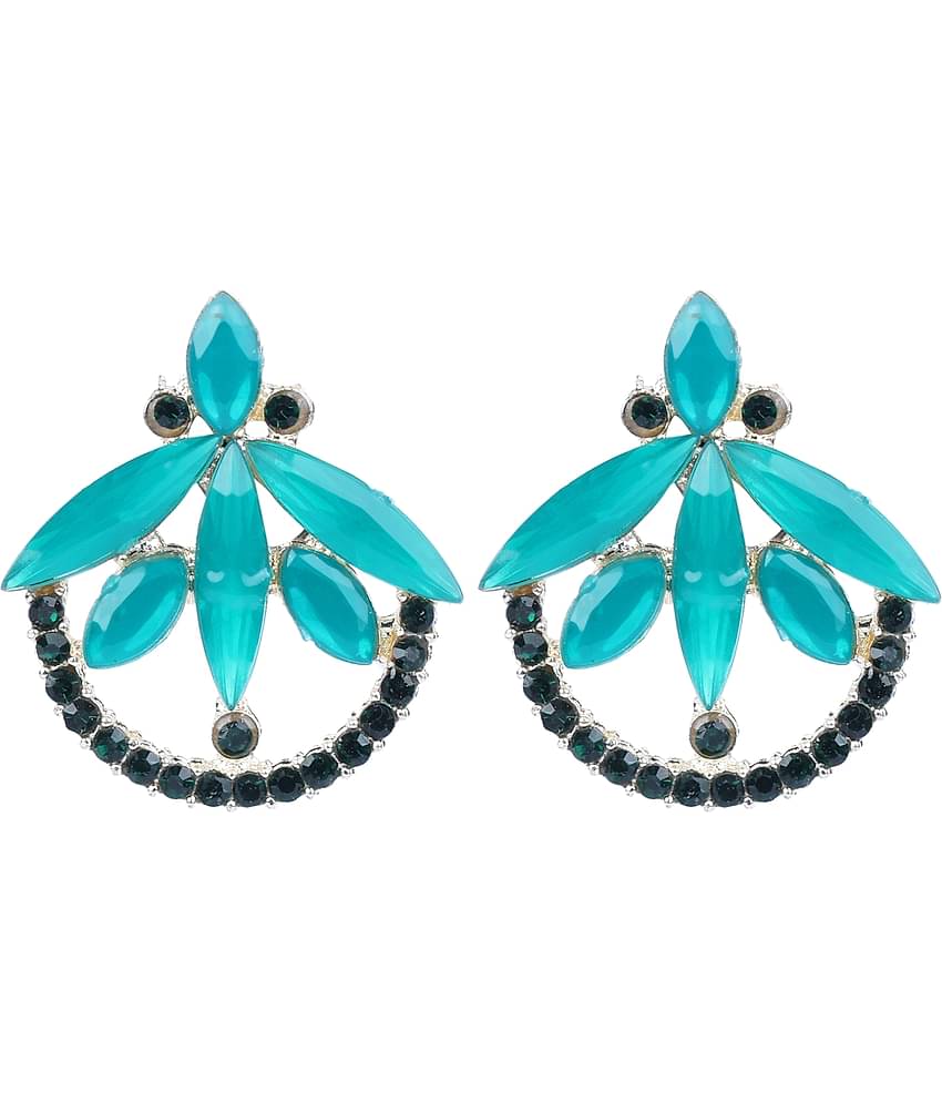 PUJVI - Green Hoops Earrings ( Pack of 1 )