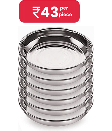 NGA 6 Pcs Stainless Steel Silver Dessert Plate