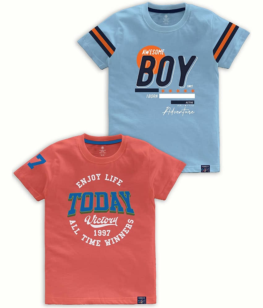 CODEZ Pack of 2 Boys Cotton Blend T-Shirt ( Multi Color )