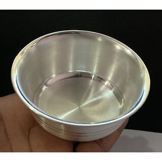 Astro-D 999 Solid Silver Chandi Bowl 25 Grams for Laddu Gopal Childern for Gift, (Silver, Silver)