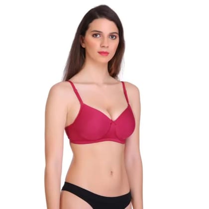 Gracewell Cotton Blend Maroon Seamless Light Padded Full Coverage Bra (38C)