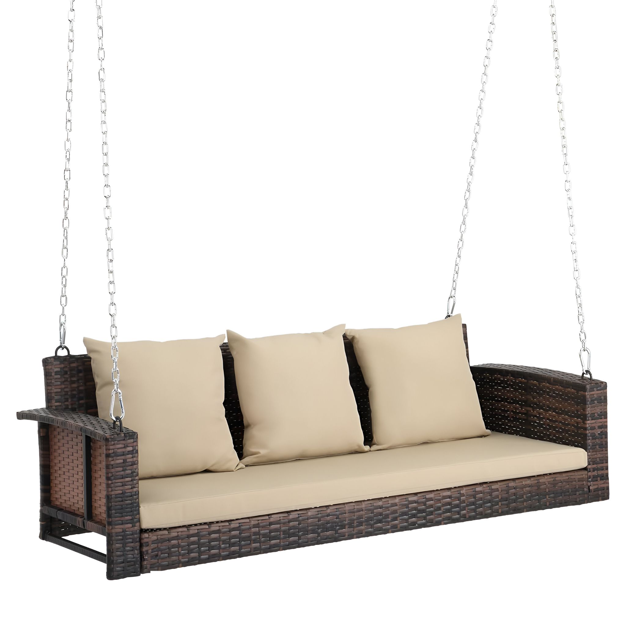 MJA FURNITURE Patio Outdoor Swing Chair 3 Seater Without Stand for Balcony, Garden | Rattan & Wicker Hammock Jhula for Adults, Uyyala for Home | Outdoor Sofa