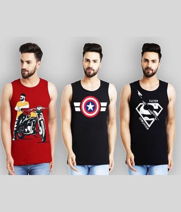 Leotude Pack of 3 Cotton Sleeveless Vest For Men ( Multicolor )