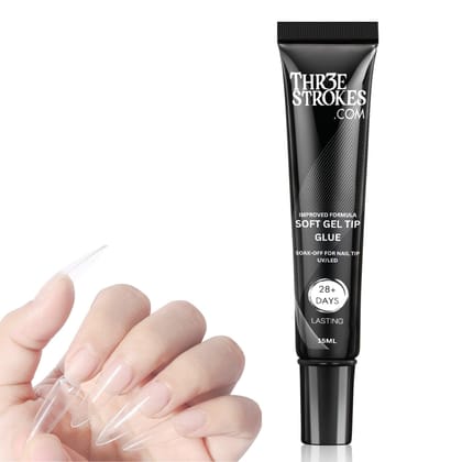 THR3E STROKES Upgrade 3 in 1 NailGlueGel for False NailTips, 20g Super Strong Nail GelGlue for NailExtension SoftGel NailTips and 3D NailArt RhinestoneGlue Soak Off UV NailGel Long Lasting THR3E STROKES Upgrade 3 in 1 NailGlueGel for False NailTips, 20g 