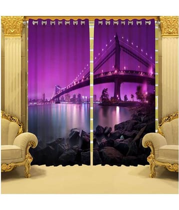 B7 CREATIONS Set of 2 Window Semi-Transparent Eyelet Polyester Curtains Multi Color