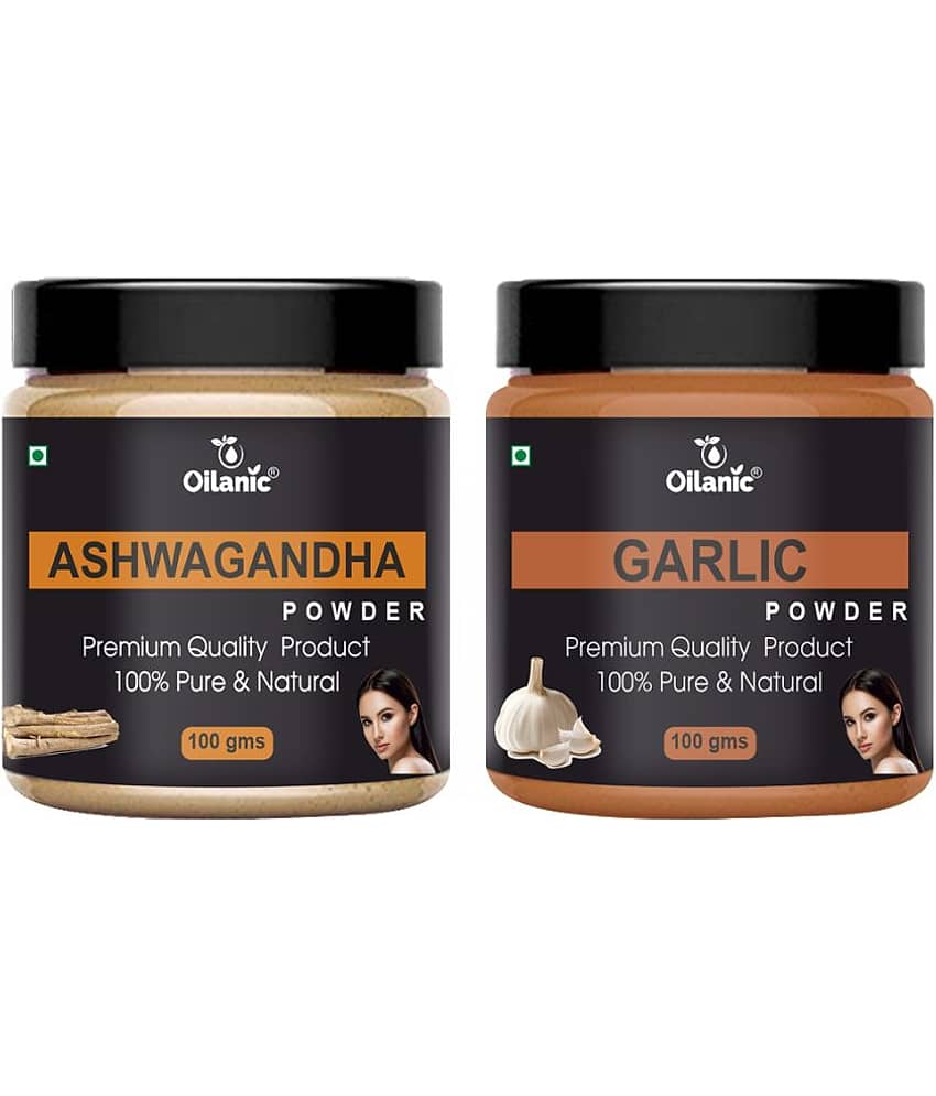 Oilanic 100% Pure Ashwagandha Powder & Garlic Powder For Skincare Hair Mask 200 g Pack of 2