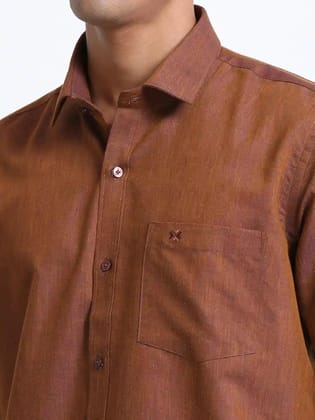 Cotton Linen Brown Colour Half Sleeve shirt-38