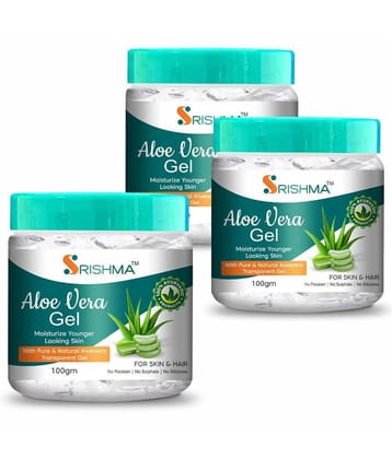 Srishma Aloe Vera Gel for Skin Acne, Scars, Dark spots Face & Hair Care (100 gm each)