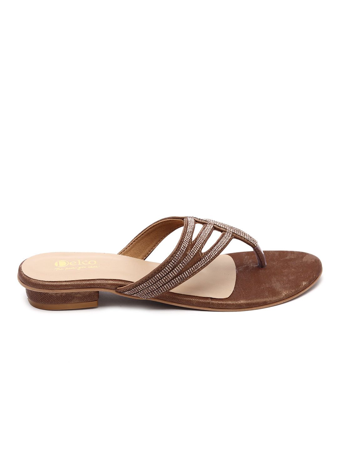 Elegant 1-Inch Flat Chappals-37 / Antique