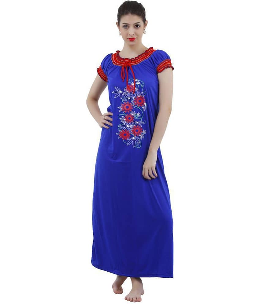 Romaisa Viscose Nighty & Night Gowns - Blue Single