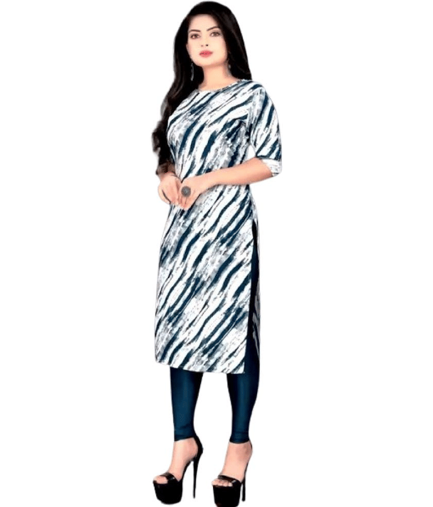VACHHARAJ GROUP Crepe Printed A-line Women's Kurti - Blue ( Pack of 2 )