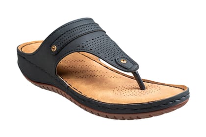 Senorita Ladies Black Chappal (Senorita S624 09)-Black/D. Grey / 3