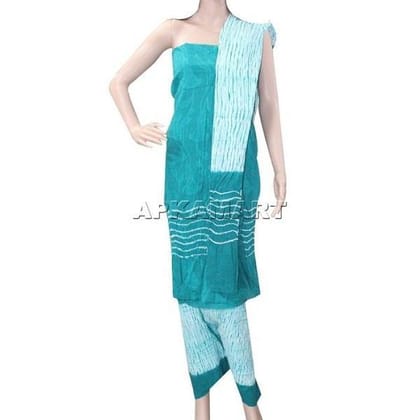 Sea Green and White Tie and Dye Dress Material