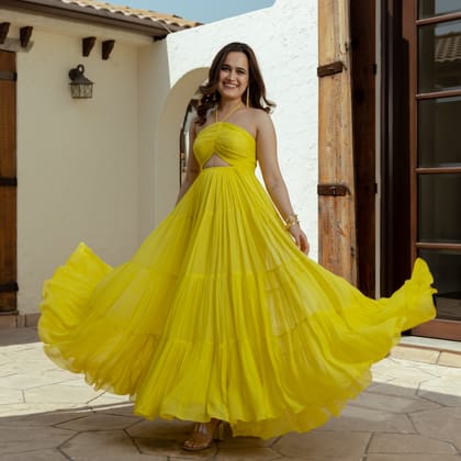 Butterscotch Long Tiered Dress-XS