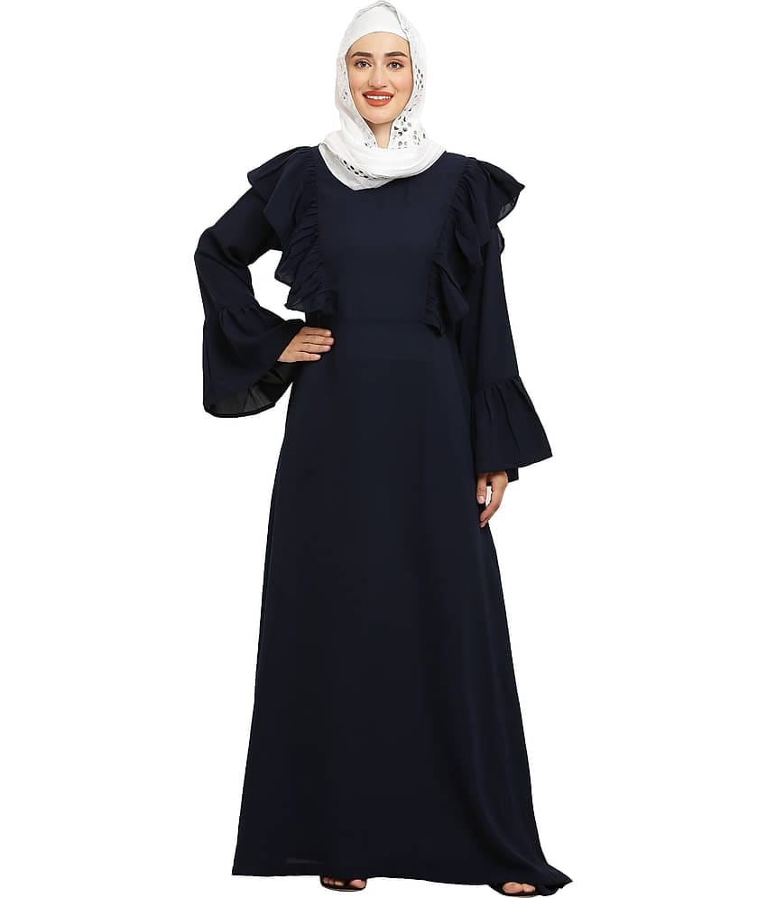 Burbi Blue Polyester Stitched Burqas without Hijab - Single